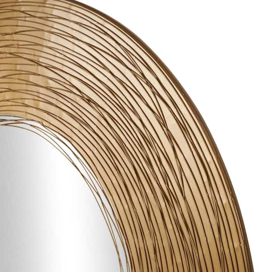 Gold Abstract Overlapping Wire Rings Metal Wall Mirror